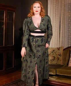 LBHM Selene Button Front Midi Skirt In Garden Of Eden Snake Print | Laura Byrnes & Hope Morrison