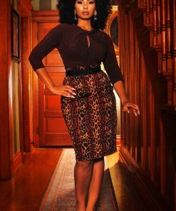 Final Sale - Vintage High Waist Pencil Skirt In Leopard | Laura Byrnes Design