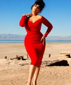 Laura Byrnes Design Laura Byrnes California Monica Wiggle Dress In Red