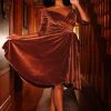 Laura Byrnes Design Shop All In-Stock Items By Size Final Sale - Monica Vintage Inspired Swing Dress In Rose Gold Velvet | Laura Byrnes