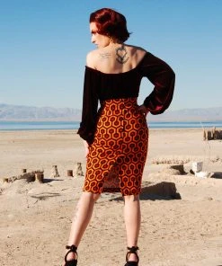 Vintage High Waist Pencil Skirt In Hotel Hexagon Sateen | Laura Byrnes Design