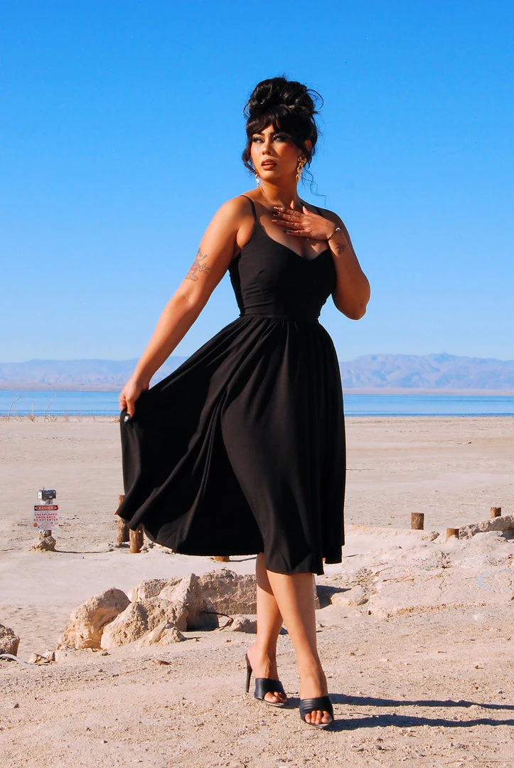 Shop All In-Stock Items By Size Final Sale - Amalie Ballerina Swing Dress In Solid Black Crepe | Pinup Couture 3 Shop All In-Stock Items By Size Final Sale - Amalie Ballerina Swing Dress In Solid Black Crepe | Pinup Couture