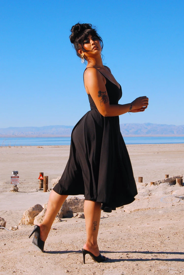 Shop All In-Stock Items By Size Final Sale - Amalie Ballerina Swing Dress In Solid Black Crepe | Pinup Couture 7 Shop All In-Stock Items By Size Final Sale - Amalie Ballerina Swing Dress In Solid Black Crepe | Pinup Couture