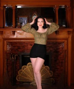 LBHM Final Sale - Swann Long Sleeve Peasant Top In Gold Medallions | Laura Byrnes & Hope Morrison Shop All In-Stock Items By Size