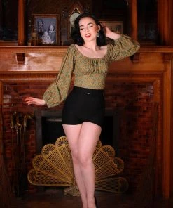 LBHM Shop All In-Stock Items By Size Final Sale - Swann Long Sleeve Peasant Top In Gold Medallions | Laura Byrnes & Hope Morrison