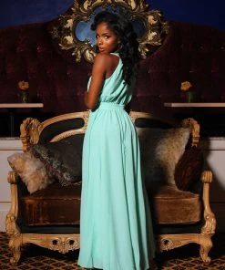 Laura Byrnes Design Final Sale - Maybelle Vintage 70's Maxi Dress In Solid Mint | Laura Byrnes Shop All In-Stock Items By Size