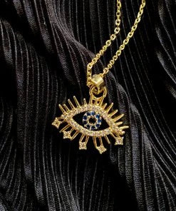Qingdao Singsun Crafts Co - Alibaba Eye Of Providence Necklace In Faux Gold & Sapphire What's New, Pussycat?