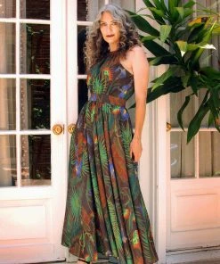 Laura Byrnes Design Final Sale - Maybelle Maxi Dress In Venus Fly(ing Monkey) Trap Print | Laura Byrnes