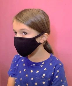 Lemon Tree Under $60 Social Distancing Fabric Mask - Kids 4+ Years - Solid Black Cotton Knit Child Size Face Mask
