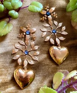 Pink Reef Gold Floral Heart Earrings What's New, Pussycat?