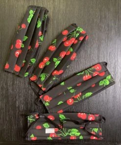 Pinup Girl Clothing Social Distancing Fabric Masks - Set Of 4pcs - Style #5 - Adult - Black Cherry Print Cotton Sateen