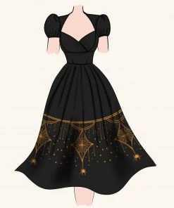 LBHM Shop All In-Stock Items By Size Final Sale - The Grace Vintage Cocktail Dress In Black & Gold Deco Spiderweb Print | Laura Byrnes & Hope Morrison 11 LBHM Shop All In-Stock Items By Size Final Sale - The Grace Vintage Cocktail Dress In Black & Gold Deco Spiderweb Print | Laura Byrnes & Hope Morrison