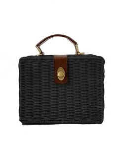 Everina Cherry Hill Natural Rattan Crossbody Bag In Black Shop All In-Stock Items By Size