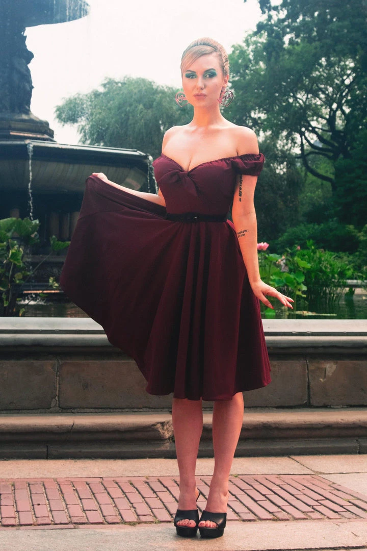 Final Sale - Natalie Dress In Garnet Crepe | Pinup Couture Shop All In-Stock Items By Size 8 Final Sale - Natalie Dress In Garnet Crepe | Pinup Couture Shop All In-Stock Items By Size