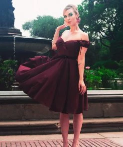 Final Sale - Natalie Dress In Garnet Crepe | Pinup Couture Shop All In-Stock Items By Size 12 Final Sale - Natalie Dress In Garnet Crepe | Pinup Couture Shop All In-Stock Items By Size