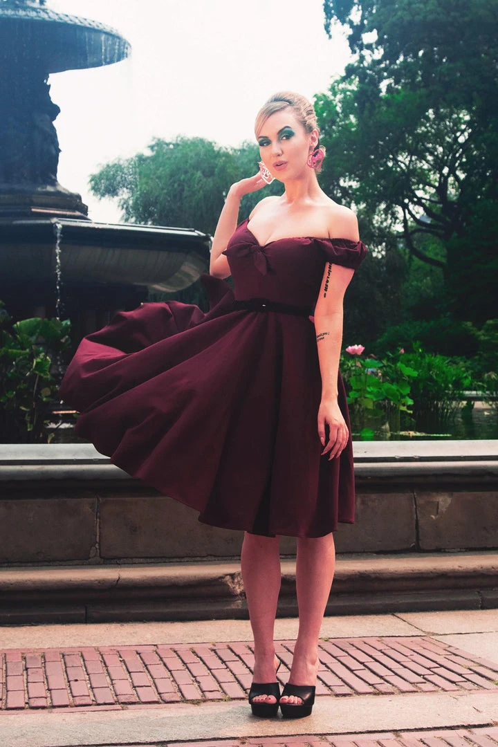 Final Sale - Natalie Dress In Garnet Crepe | Pinup Couture Shop All In-Stock Items By Size 7 Final Sale - Natalie Dress In Garnet Crepe | Pinup Couture Shop All In-Stock Items By Size