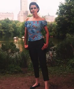 Final Sale - Classic Peasant Top In Space Babes Print Cotton Sateen | Pinup Couture