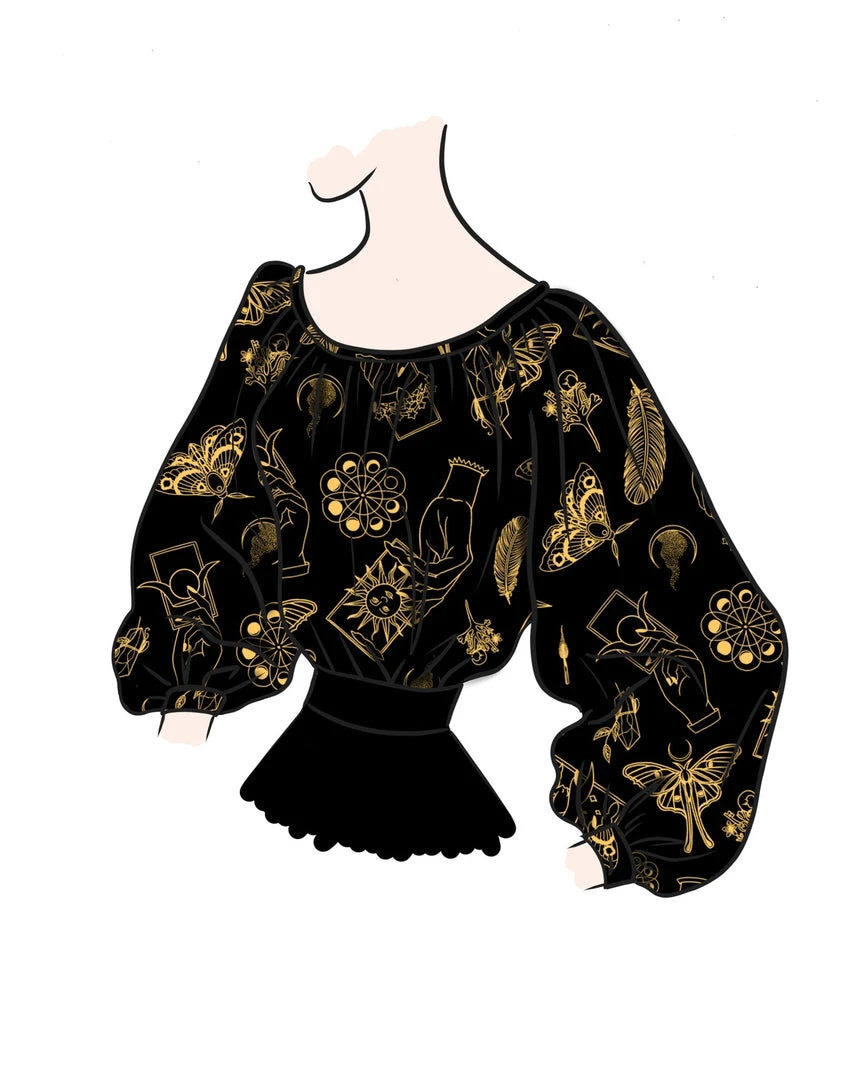 LBHM Final Sale - Sylvie Long Sleeve Peasant Top In Stregheria Crepe | Laura Byrnes & Hope Morrison 7 LBHM Final Sale - Sylvie Long Sleeve Peasant Top In Stregheria Crepe | Laura Byrnes & Hope Morrison