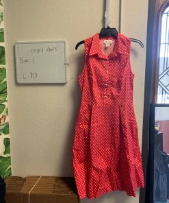 Pinup Girl Clothing Shop All In-Stock Items By Size OYS - Polkadot Golightly Shirtwaist Dress - L70