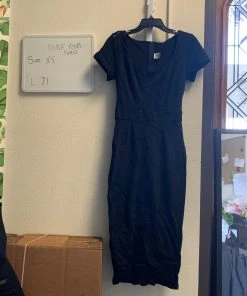 Pinup Girl Clothing Shop All In-Stock Items By Size OYS - Black Ponte Wiggle Dress Sample - L71