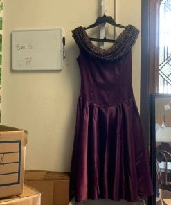 Pinup Girl Clothing Shop All In-Stock Items By Size OYS - One Of A Kind Sample Dress In Purple Satin - L77
