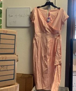 Pinup Girl Clothing Shop All In-Stock Items By Size OYS - Ava Wiggle Dress In Peach - L78