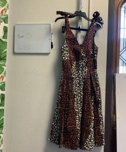 Pinup Girl Clothing OYS - Tie Me Up Dress In Leopard - L80 Shop All In-Stock Items By Size