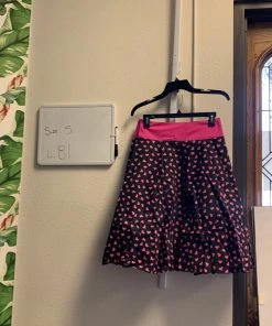 Pinup Girl Clothing Shop All In-Stock Items By Size OYS - Black And Pink Heart Print A-Line Skirt - L81