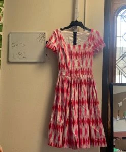 Pinup Girl Clothing Shop All In-Stock Items By Size OYS - Gena Dress In Valentine Harlequin - L82