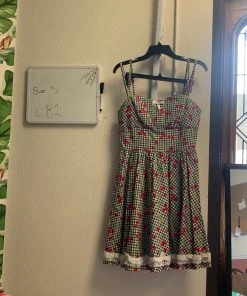Pinup Girl Clothing Shop All In-Stock Items By Size OYS - Gingham And Cherry Print Sundress - L82