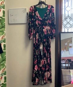 Pinup Girl Clothing OYS - Sample Faux Wrap Maxi Dress In Mixed Floral - L84