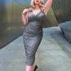 Traci Lords For Couture For Every Body Traci Wiggle Dress In Silver Lurex | Traci Lords