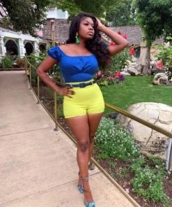 Shop All In-Stock Items By Size Final Sale - Allison Shorts In Chartreuse Bengaline | Traci Lords For Couture For Every Body