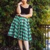 Shop All In-Stock Items By Size Final Sale - Doris Vintage Swing Skirt In House Harlequin Green | Pinup Couture
