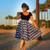 Final Sale - Doris Vintage Swing Skirt In House Harlequin Blue | Pinup Couture