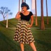 Final Sale - Doris Vintage Swing Skirt In House Harlequin Yellow | Pinup Couture