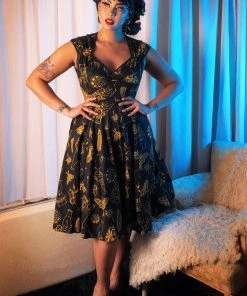 LBHM Final Sale - Heidi Dress In Stregheria Print Sateen | Laura Byrnes & Hope Johnstun