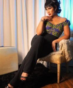 LBHM Final Sale - Brigitte Puff Short Sleeve Top In Daddy Cthulhu Stretch Knit | Laura Byrnes & Hope Johnstun