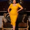 Final Sale - Eliza Wiggle Dress In Mustard Stretch Bengaline | Deadly Dames Shop All In-Stock Items By Size 2 Final Sale - Eliza Wiggle Dress In Mustard Stretch Bengaline | Deadly Dames Shop All In-Stock Items By Size