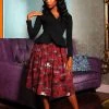 LBHM Final Sale - Bella Vintage Swing Skirt In Burgundy Victorian Bats Print Cotton Sateen | Laura Byrnes & Hope Morrison Shop All In-Stock Items By Size