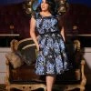 Pinupgirlclothing.com Shop All In-Stock Items By Size Final Sale - Celia Dress In Blue Roses Cotton Sateen | Pinup Couture