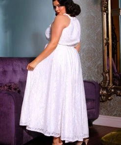 Laura Byrnes Design What's New, Pussycat? Maybelle Maxi Dress In Ivory With Lace Overlay | Laura Byrnes