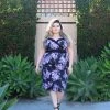 Final Sale - The Stephanie Wiggle Dress In Purple Pastel Floral | Pinup Couture Shop All In-Stock Items By Size