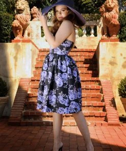 Shop All In-Stock Items By Size Final Sale - Ella Vintage Sundress In Purple Roses | Pinup Couture