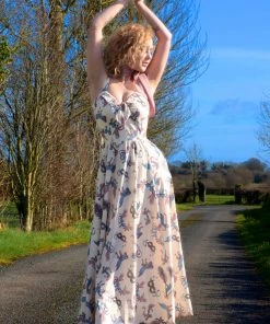 LBHM All In Stock Size XS Linda Maxi Gown In Spring Tie Me Up Fetish Print Crepe | Laura Byrnes & Hope Johnstun