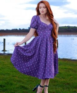 LBHM All In Stock Size XS Lucrezia Day Dress In Crown Print Crepe | Laura Byrnes & Hope Johnstun
