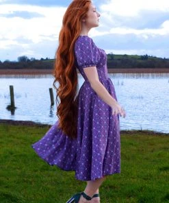 LBHM Lucrezia Day Dress In Crown Print Crepe | Laura Byrnes & Hope Johnstun