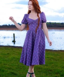 LBHM Lucrezia Day Dress In Crown Print Crepe | Laura Byrnes & Hope Johnstun