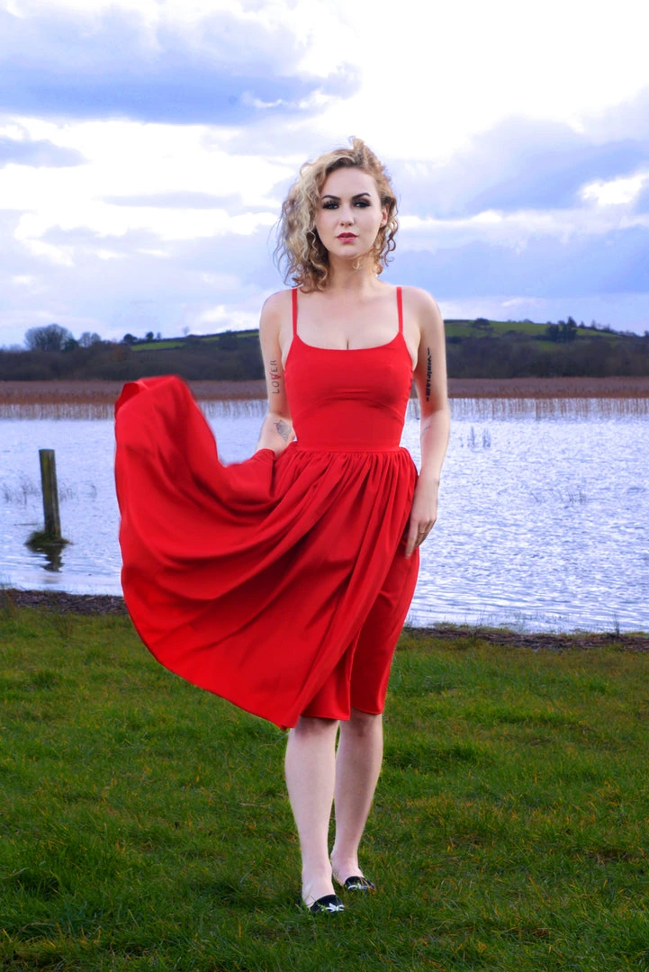 Jenny Dress In Cherry Red Crepe | Pinup Couture 7 Jenny Dress In Cherry Red Crepe | Pinup Couture