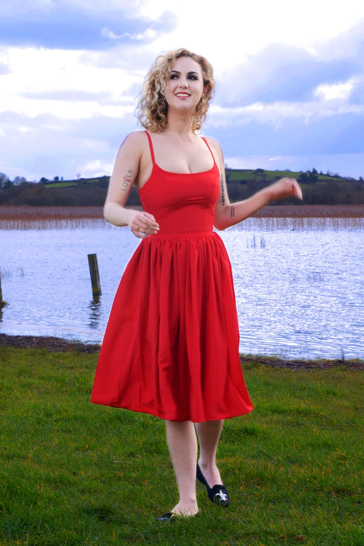 Jenny Dress In Cherry Red Crepe | Pinup Couture 8 Jenny Dress In Cherry Red Crepe | Pinup Couture